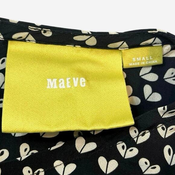 Maeve by Anthropologie Linosa Heart Print 100% Silk Blouse Small Valentines Day - Picture 6 of 7